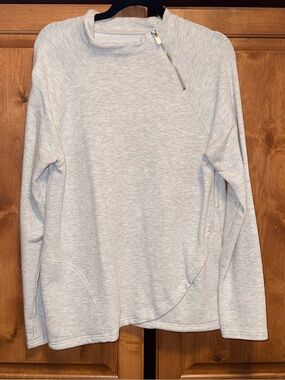 Light Gray Women's Zip-Accent Pullover Sweater (XL)